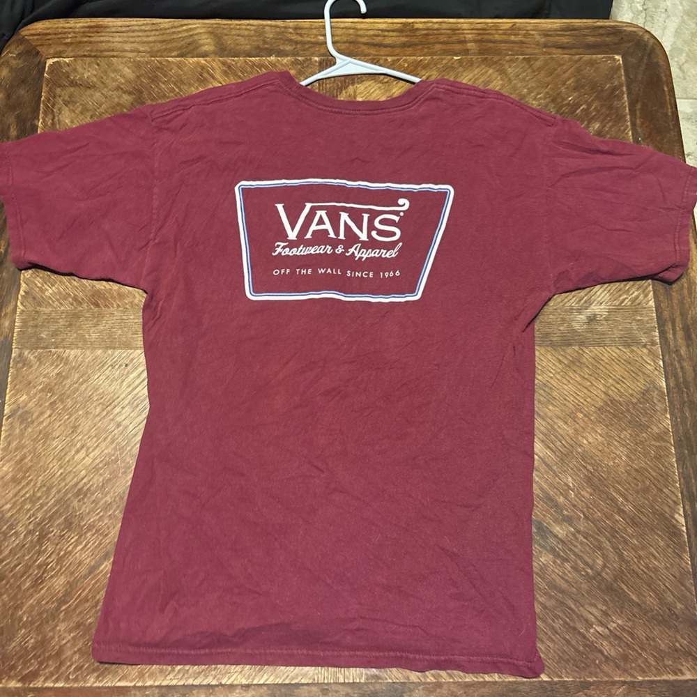 VANS Off the Wall Men's T-Shirt Size Large, Burgundy, Classic Fit, Short Sleeve